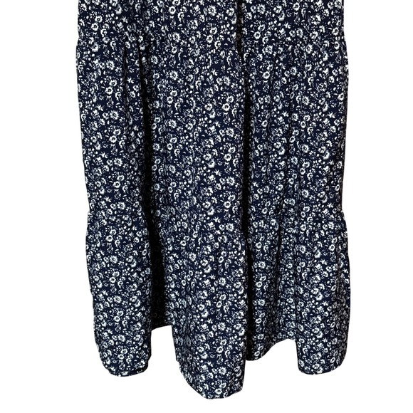 PrettyGarden Navy Floral Long Sleeve Smocked Midi Dress Small - Like New - Picture 4 of 8